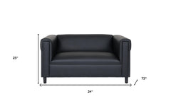 54" Black Faux Leather Loveseat