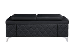 70" Black And Silver Metallic Leather Loveseat