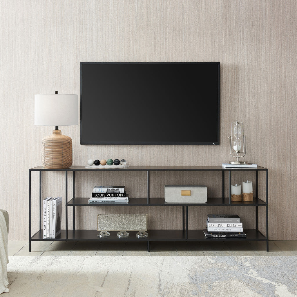 70" Black Metal Open shelving TV Stand