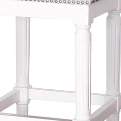 31" Light Gray And White Solid Wood Backless Bar Height Bar Chair