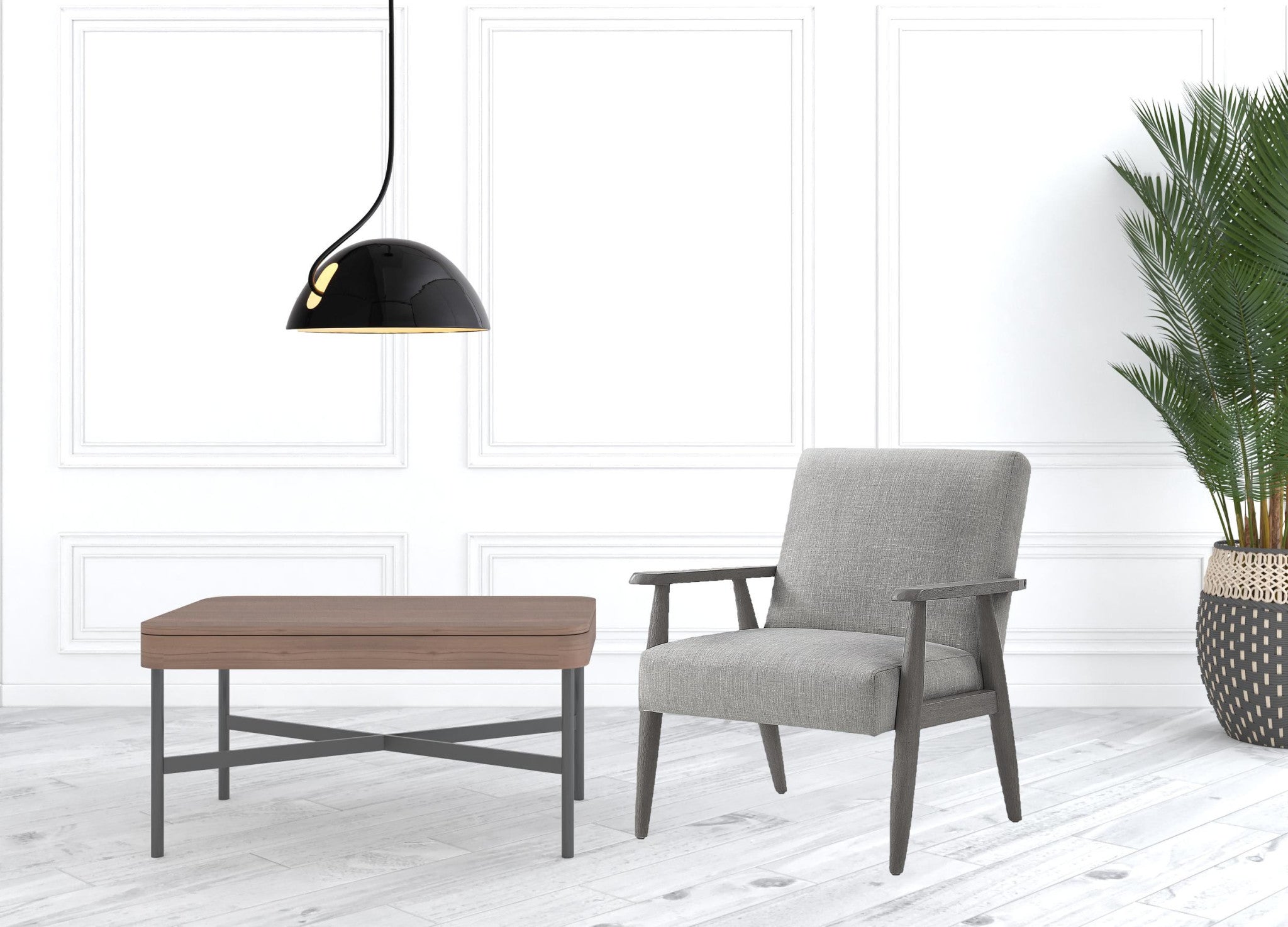 30" Gray Linen Arm Chair