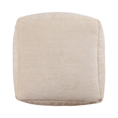 18" Ivory Chenille Cube Pouf Ottoman