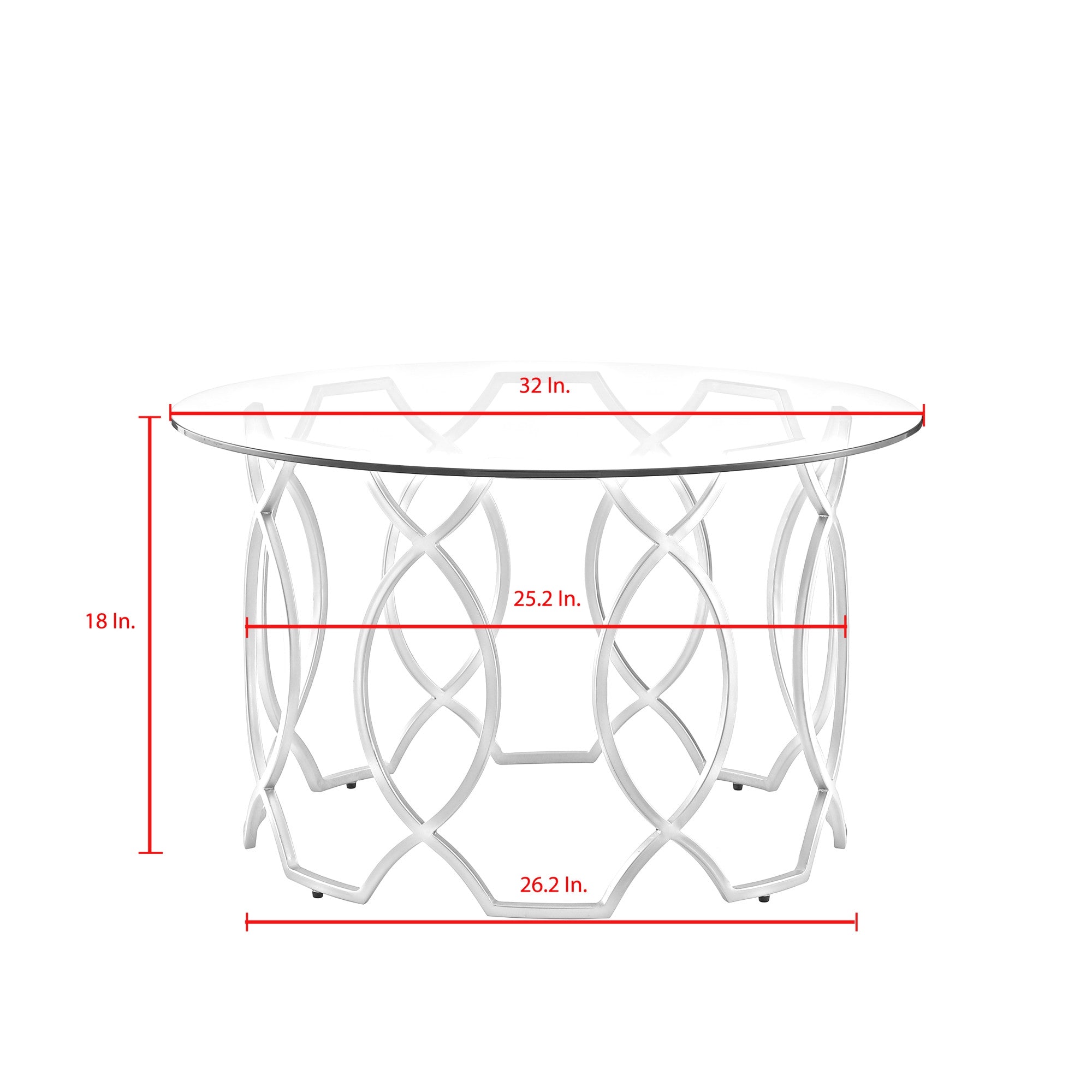 32" Clear And Gold Glass And Iron Round Coffee Table