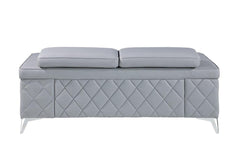 70" Light Blue And Silver Metallic Leather Loveseat