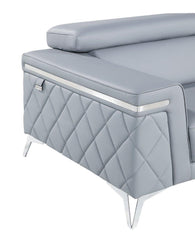 70" Light Blue And Silver Metallic Leather Loveseat