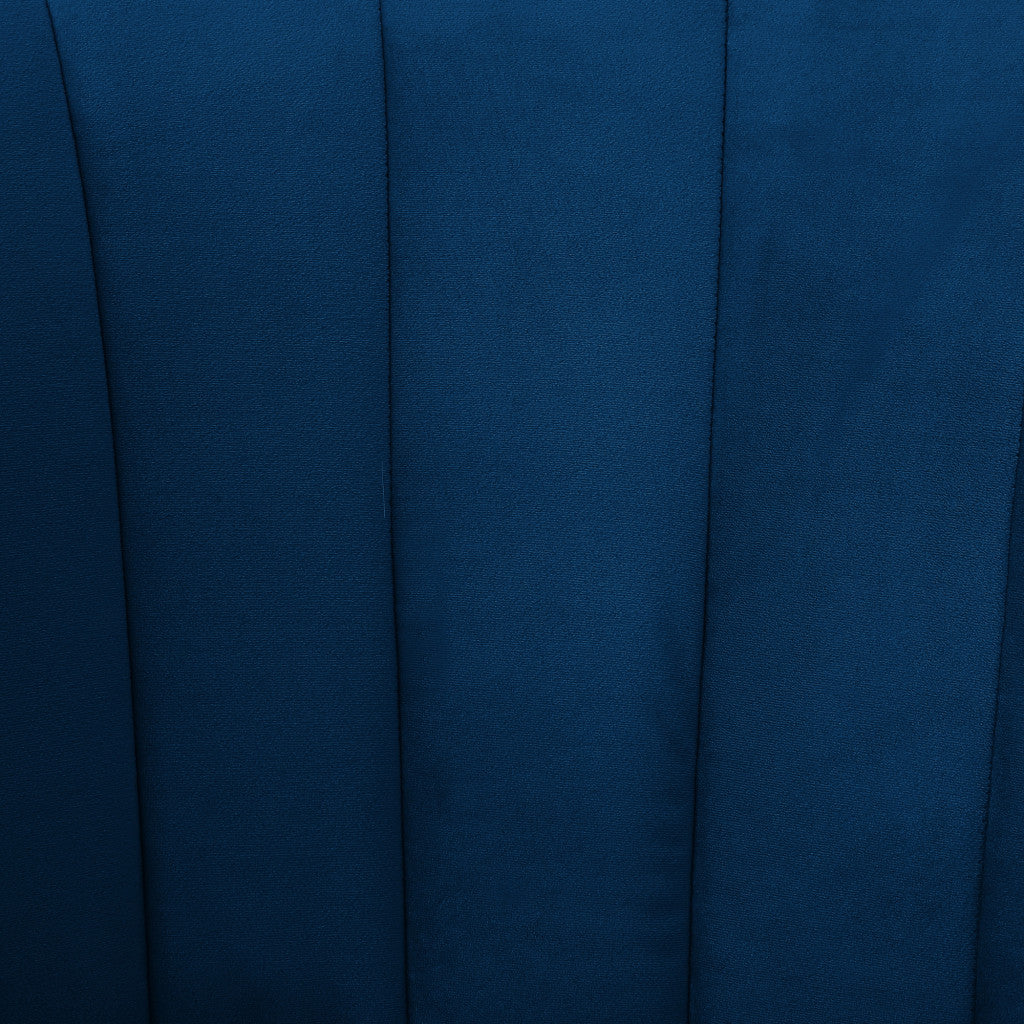 27" Navy Blue and Gold Velvet Tufted Wingback Chair
