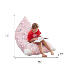 35" Light Pink Microfiber Specialty Unicorn Pouf Cover