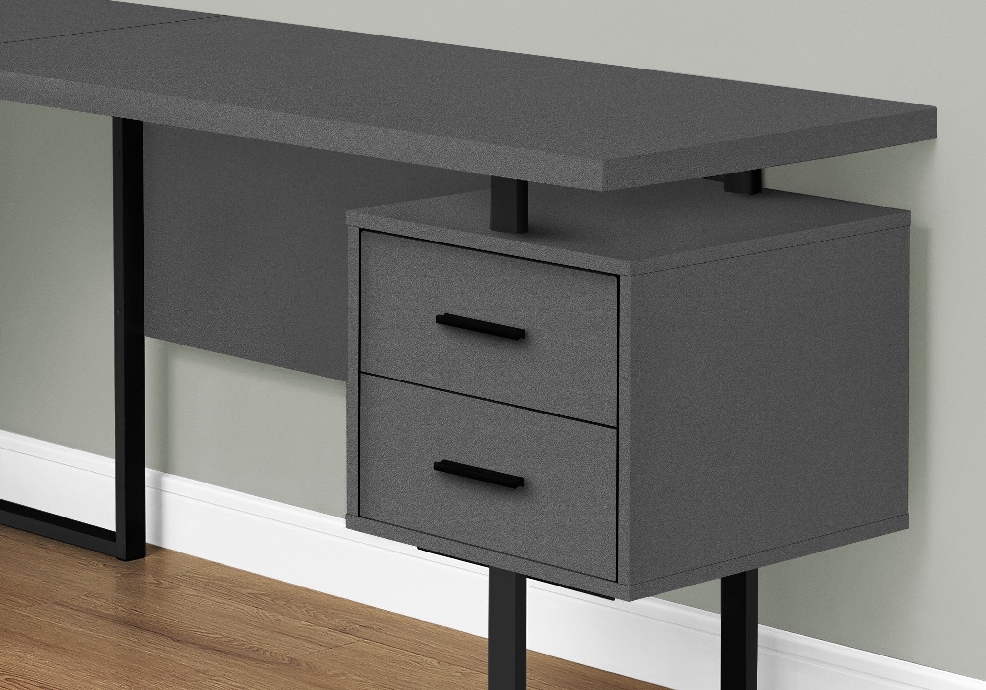71" Dark Gray and Black L Shape