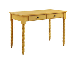 42" Yellow Writing Desk With Two Drawers