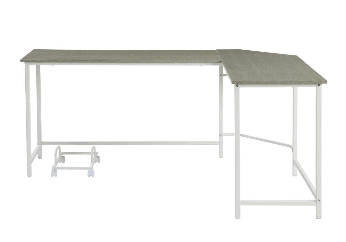 66" Gray and White L Shape Computer Desk