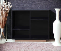 22" Black and Pink Four Tier Geometric Bookcase