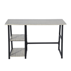 Modern Geo Dark Grey Home Office Table With Storage Shelves