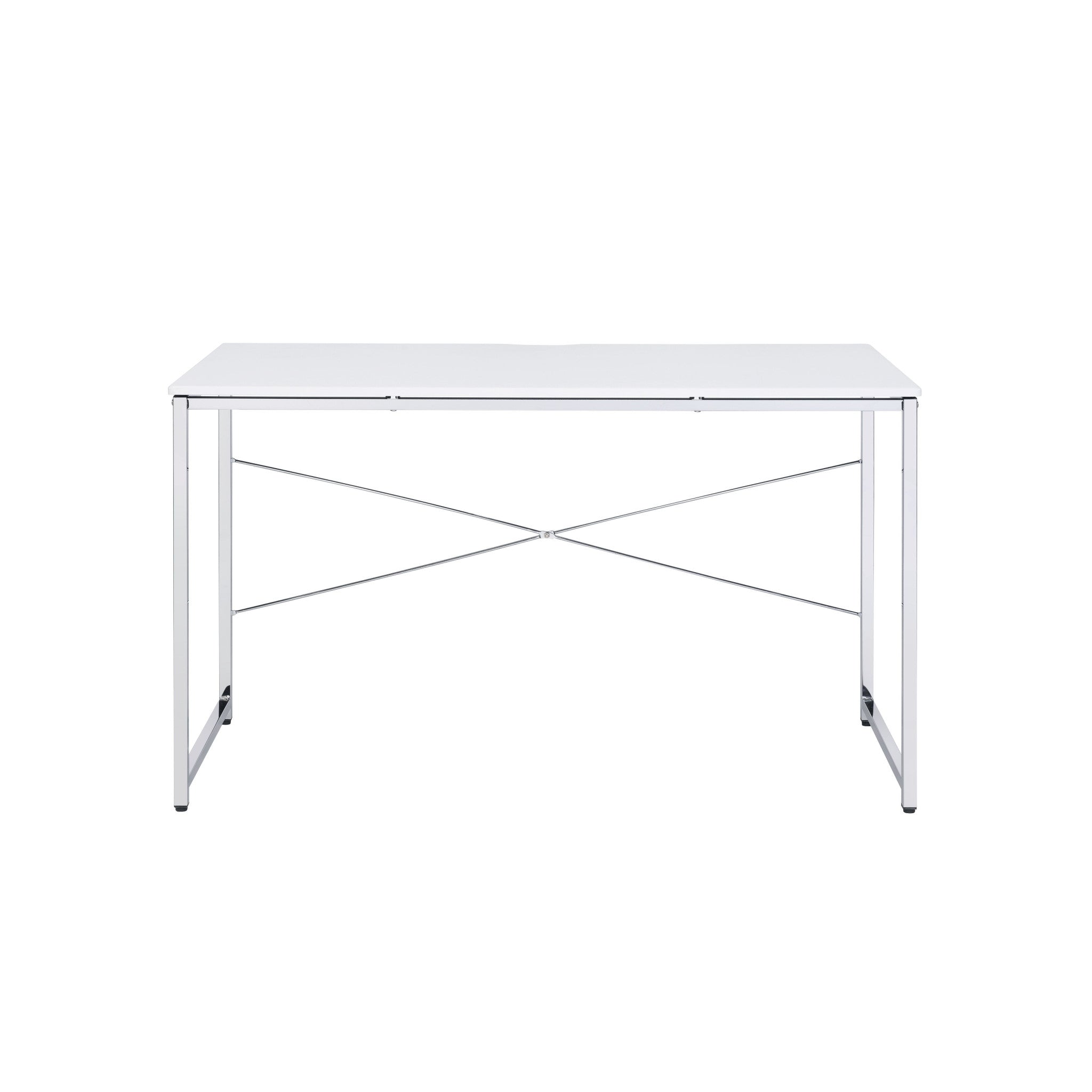 47" White and Silver Writing Desk