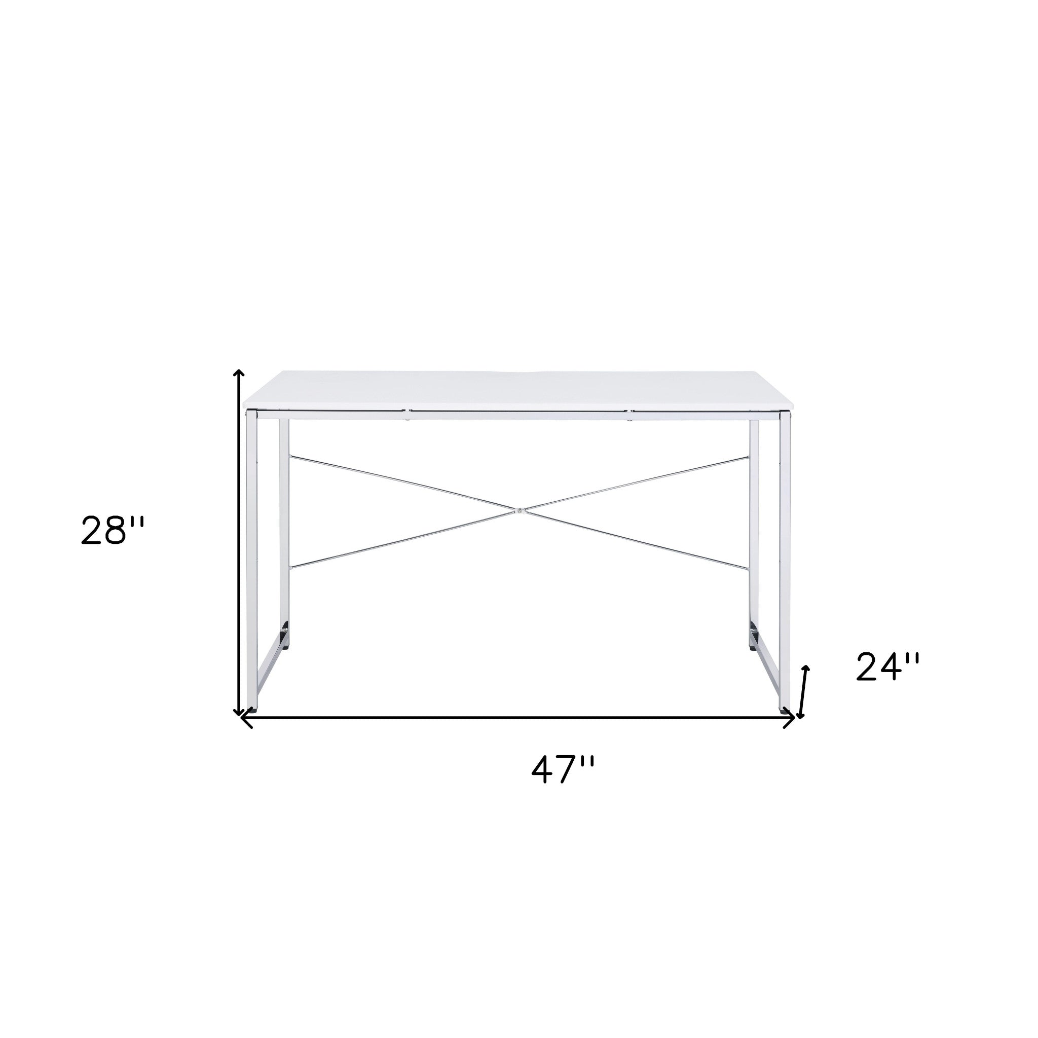 47" White and Silver Writing Desk