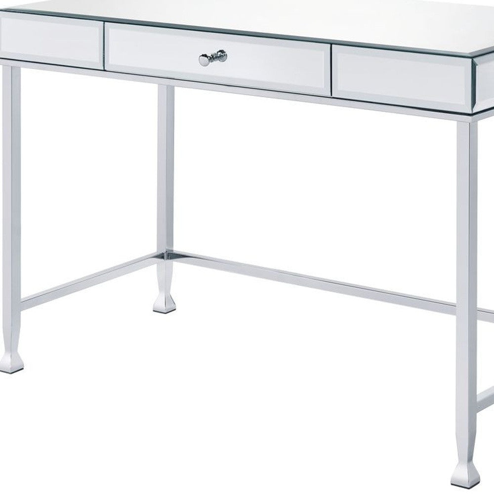 42" Clear Mirrored Writing Desk