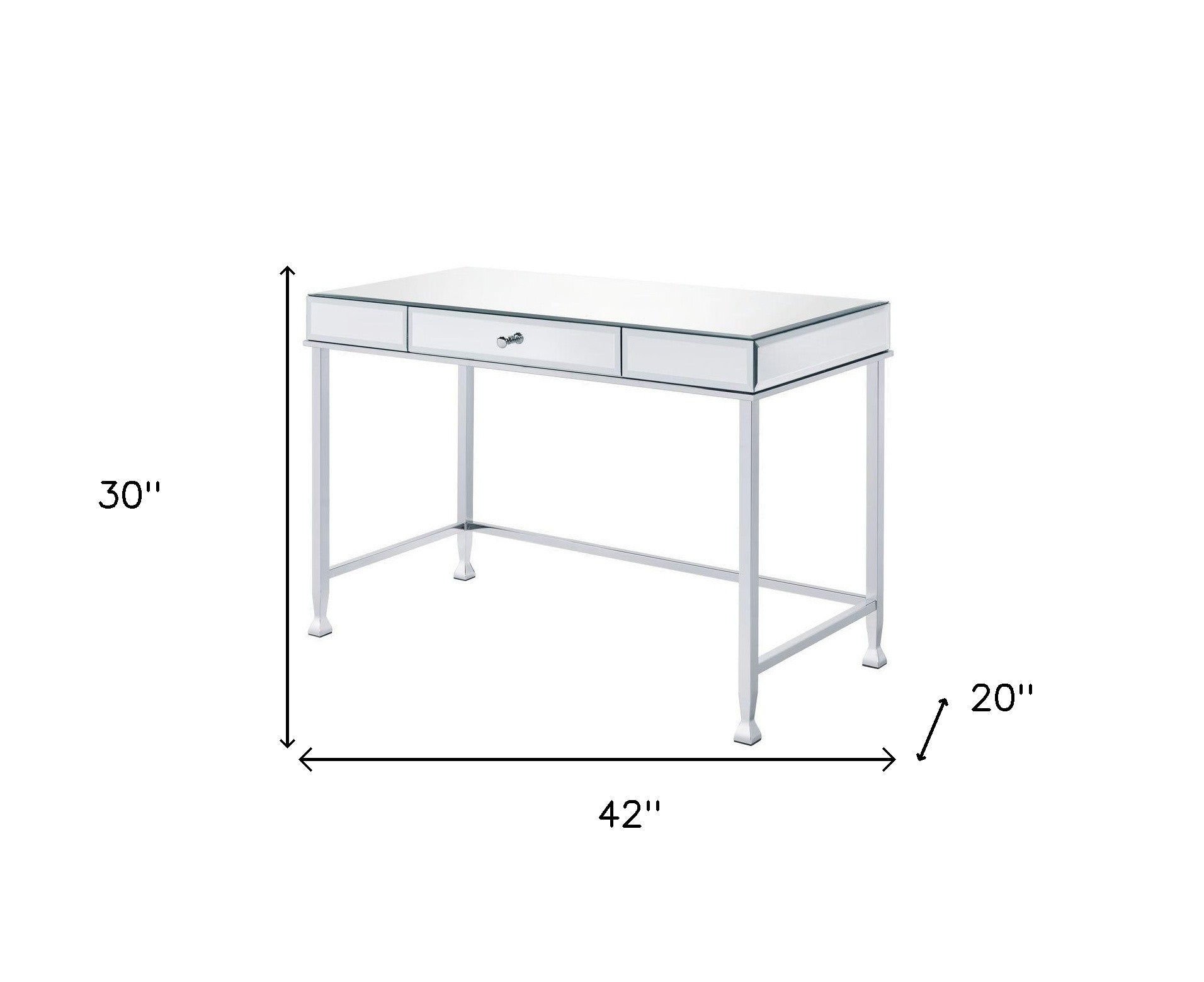 42" Clear Mirrored Writing Desk