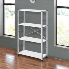 42" White Metal Four Tier Etagere Bookcase