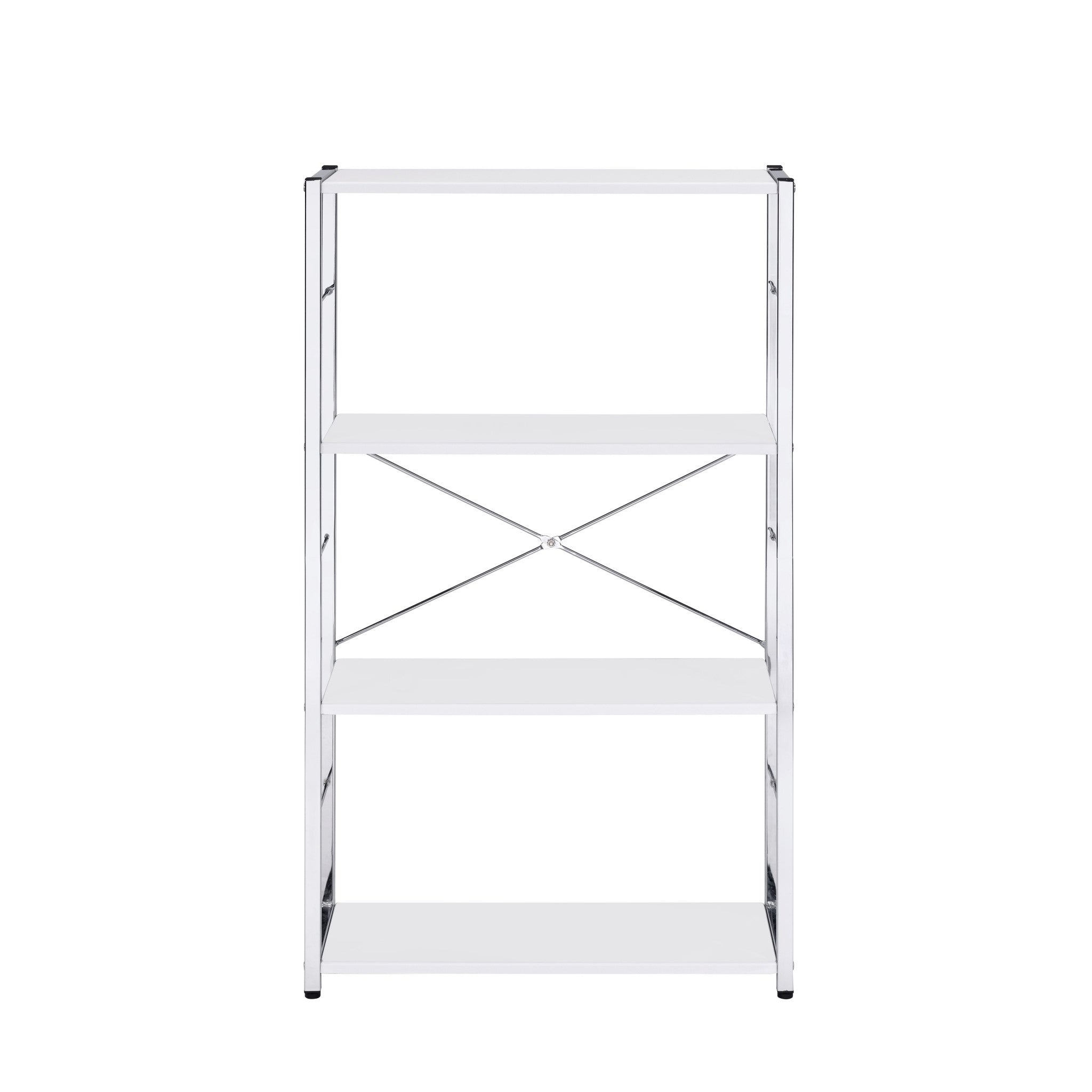 42" White Metal Four Tier Etagere Bookcase