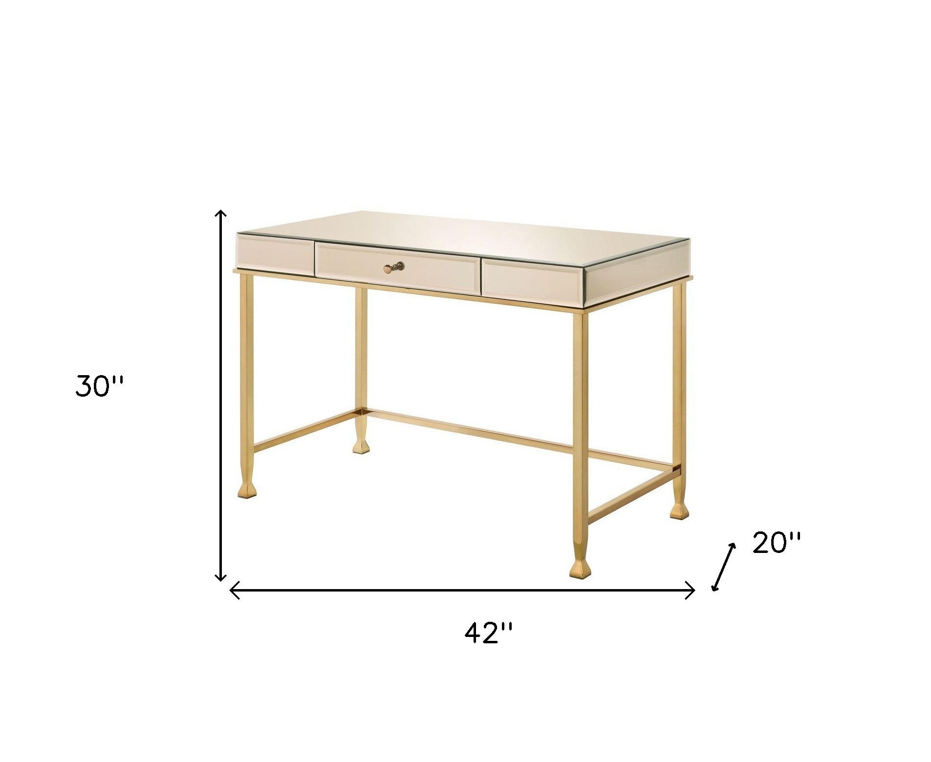 42" Champagne Mirrored Writing Desk