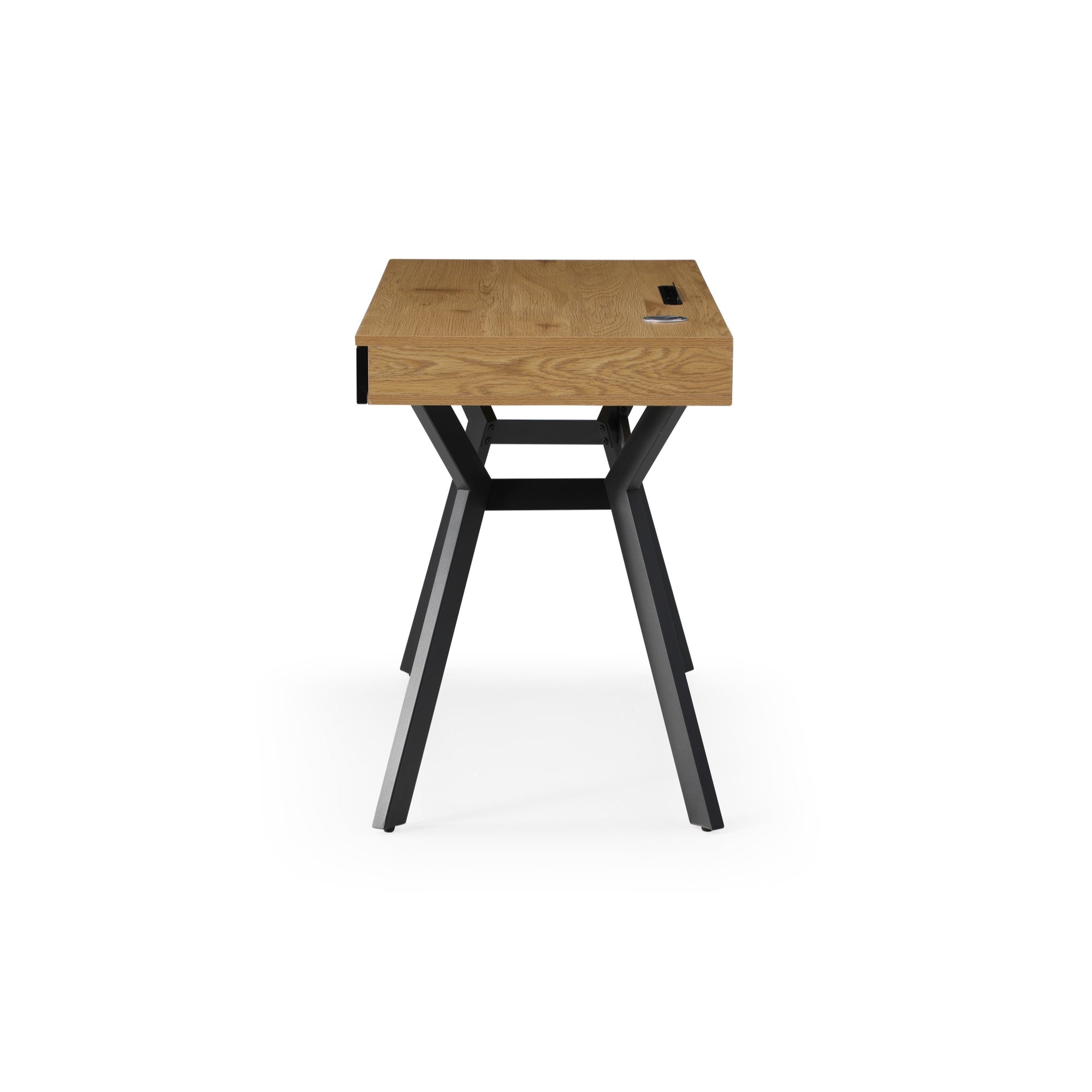 43" Natural and Black Writing Desk With Three Drawers