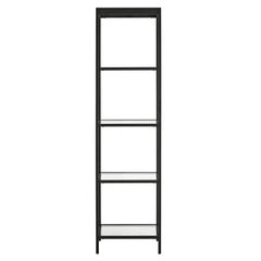 70" Black Metal and Glass Four Tier Bookcase