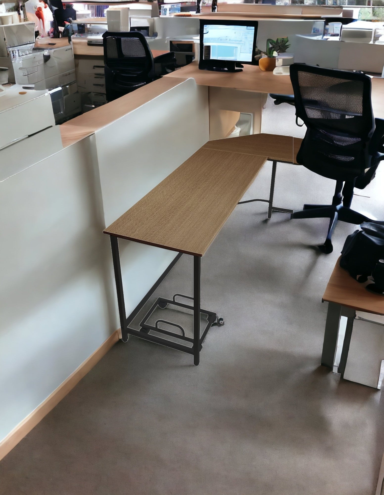 66" Brown and Black L Shape Computer Desk