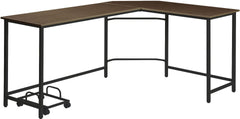 66" Brown and Black L Shape Computer Desk