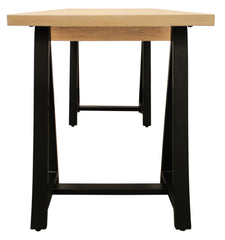 60" Ivory And Black Oak Solid Wood Executive Desk