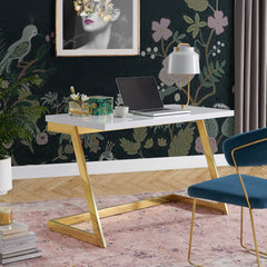 47" White and Gold Writing Desk