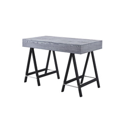 47" Gray and Black Writing Desk With Two Drawers