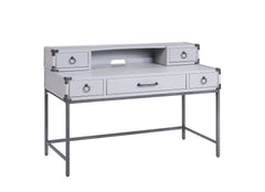 54" Gray Wood Writing Desk With Five Drawers