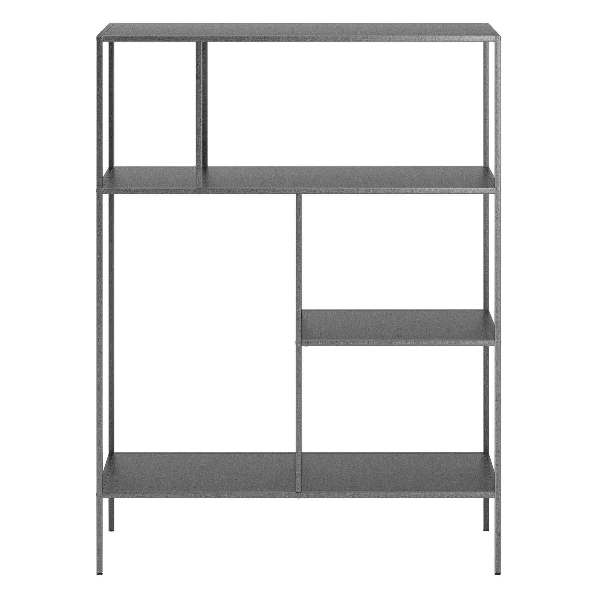 48" Gray Metal Four Tier Geometric Bookcase