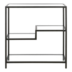 36" Black Metal And Glass Four Tier Etagere Bookcase