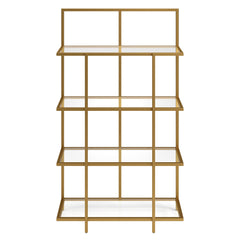 62" Gold Metal And Glass Four Tier Etagere Bookcase