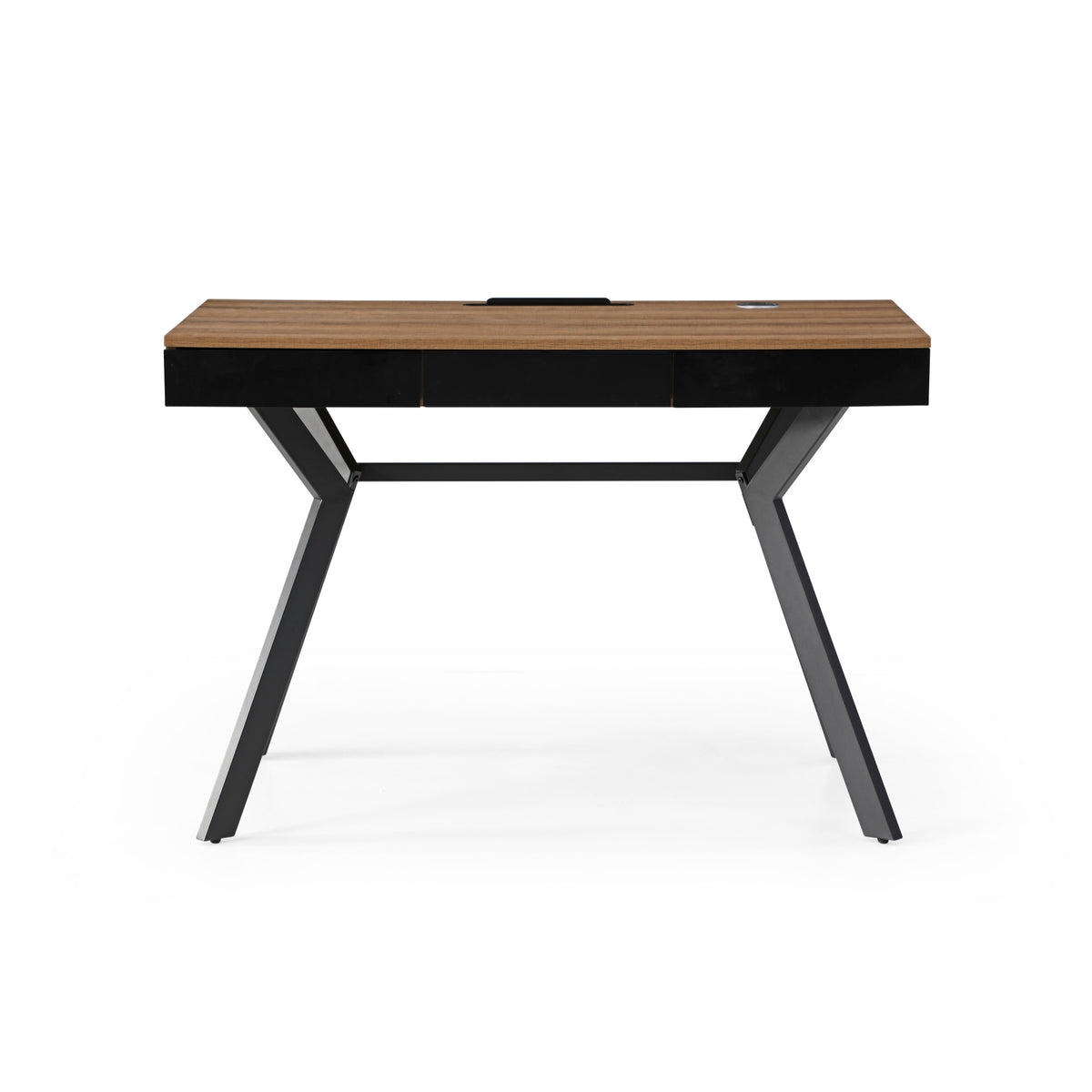 43" Wood Brown and Black Writing Desk With Three Drawers