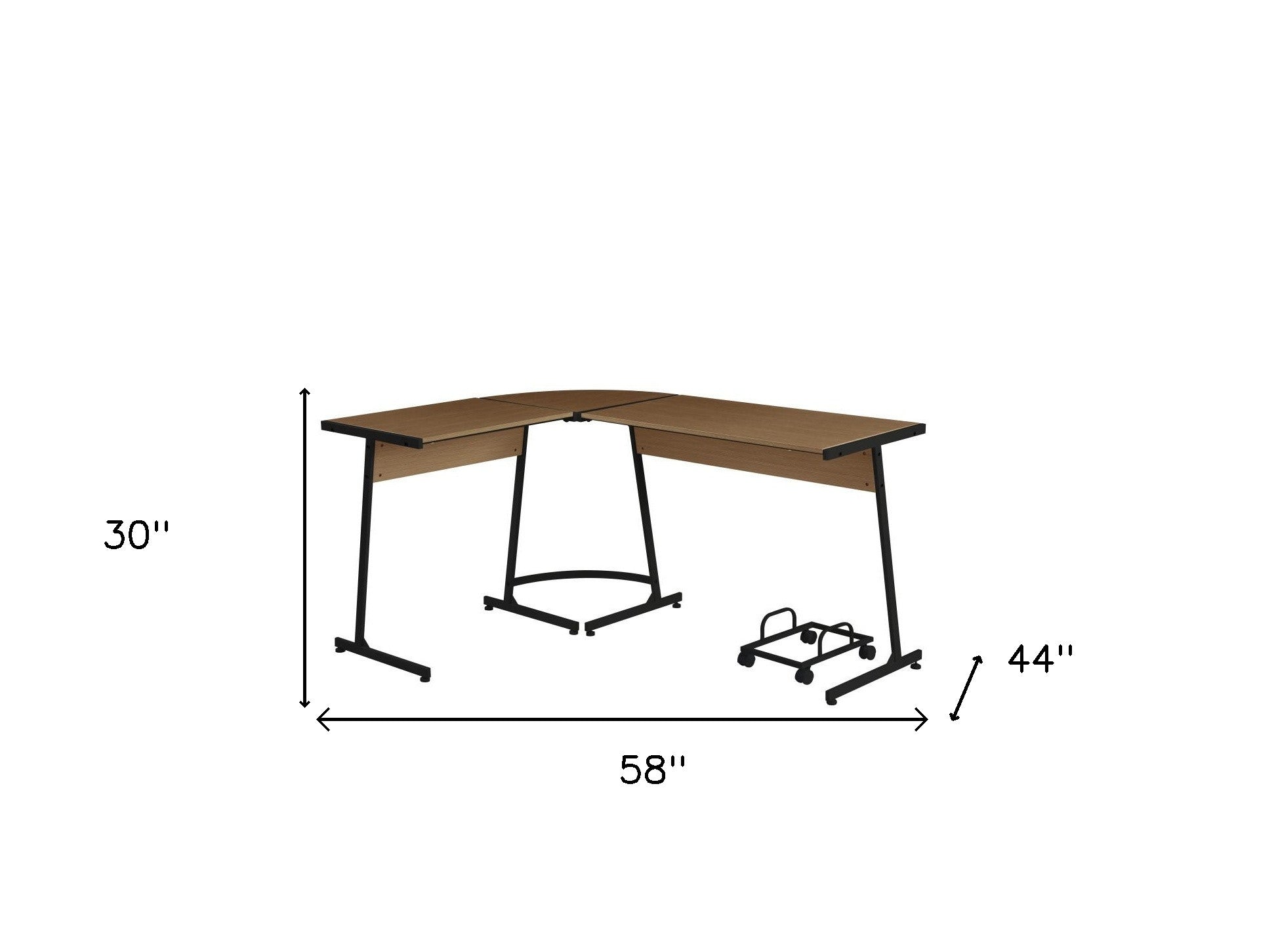 58" Brown and Black L Shape Computer Desk