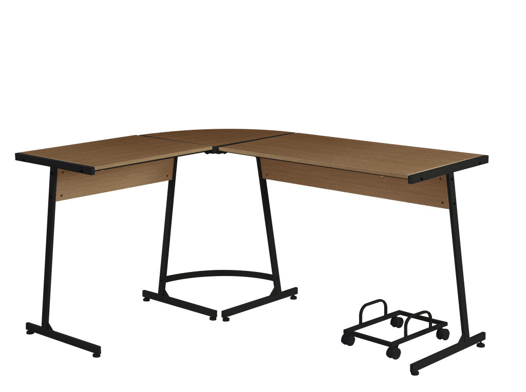 58" Brown and Black L Shape Computer Desk