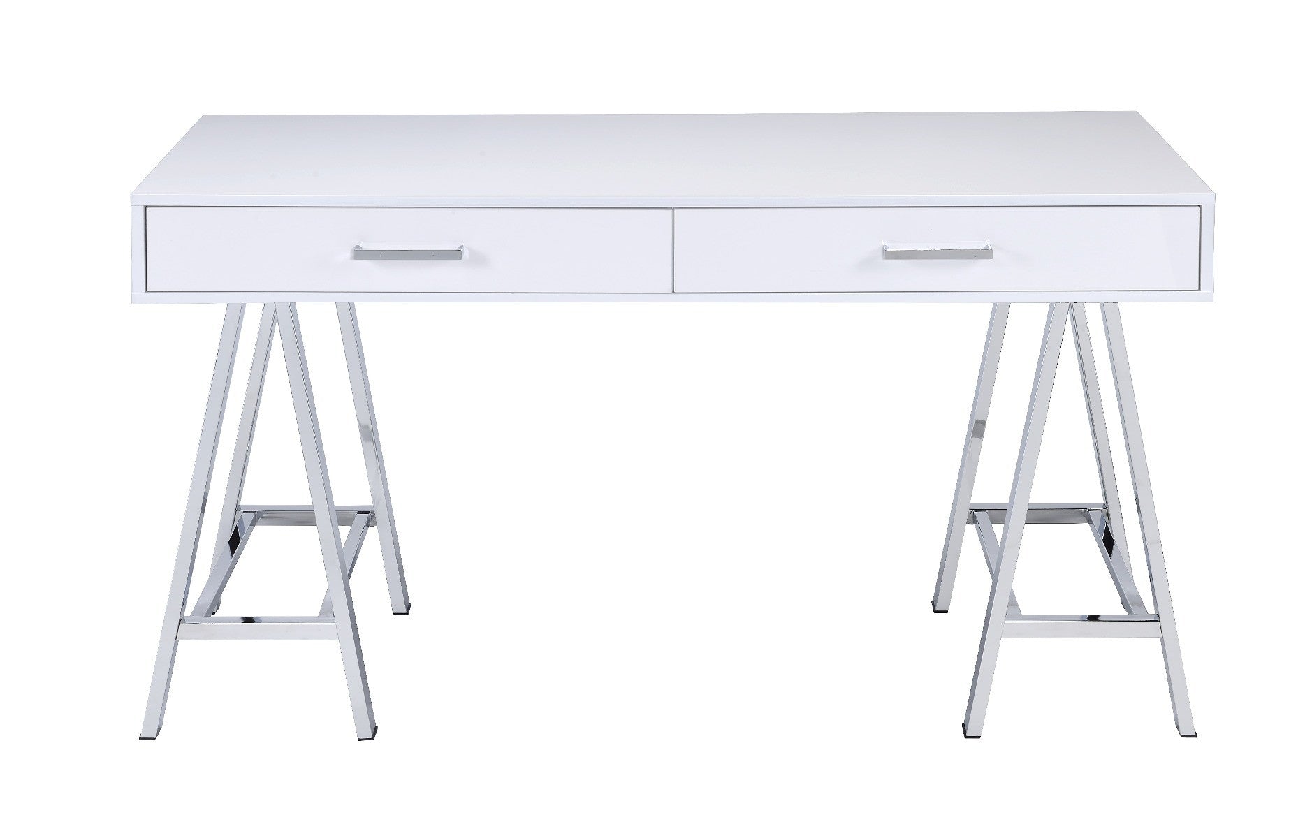 54" White Writing Desk With Two Drawers