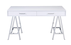 54" White Writing Desk With Two Drawers