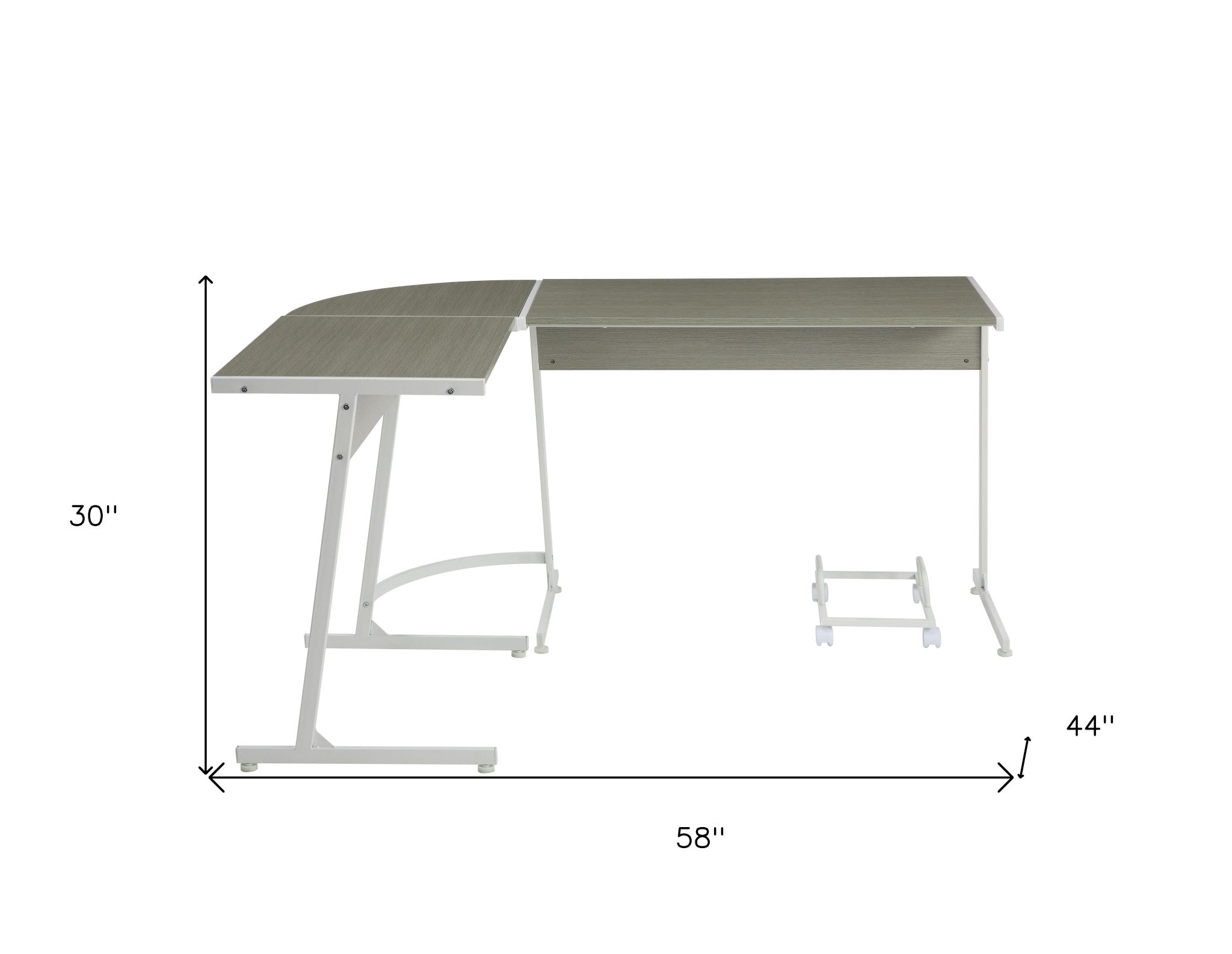 58" Gray and White L Shape Computer Desk