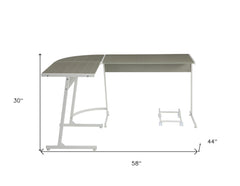 58" Gray and White L Shape Computer Desk