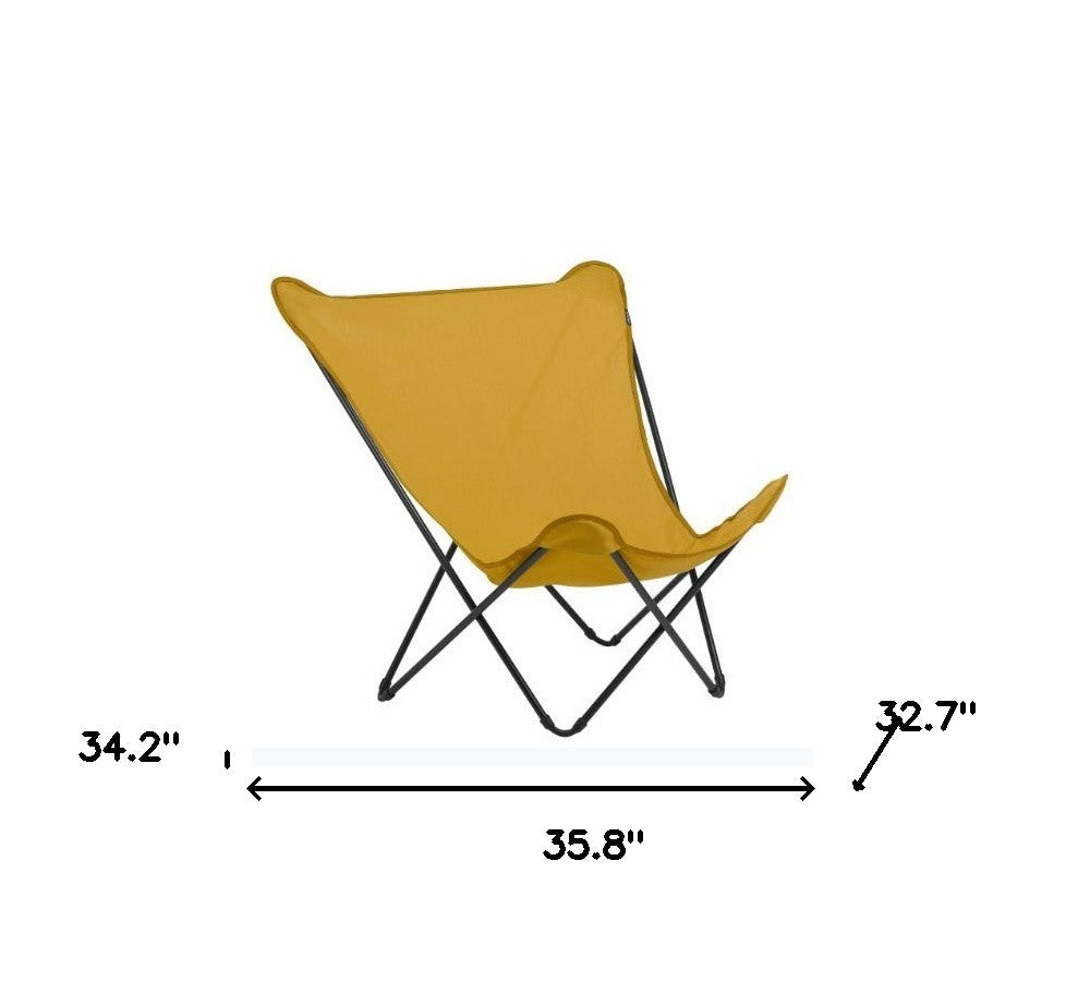 Yellow And Black Metal Folding Camping Chair