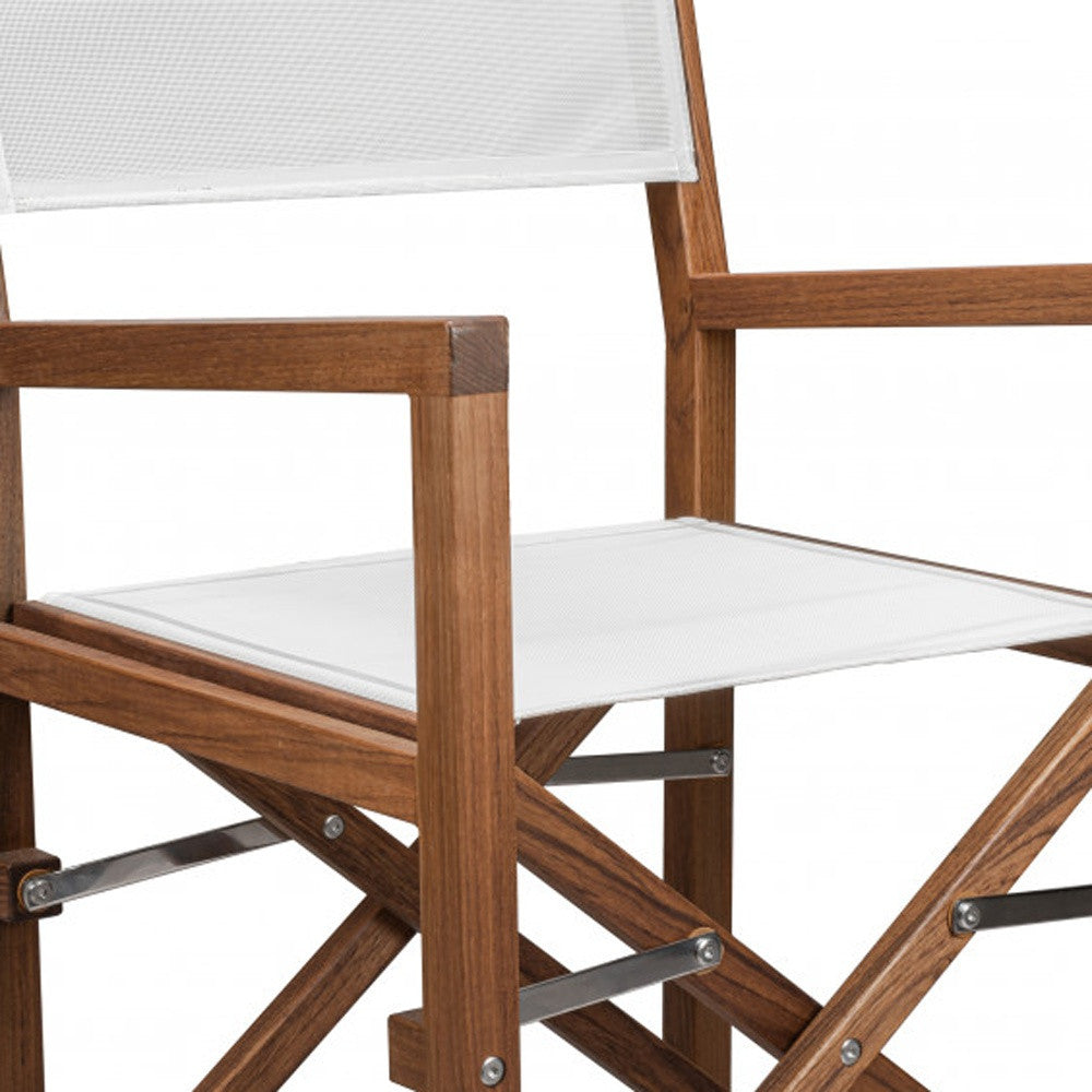 White And Brown Solid Wood Director Chair