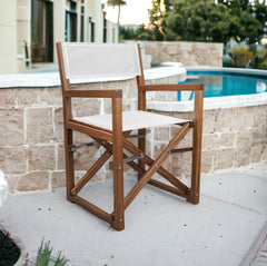 White And Brown Solid Wood Director Chair