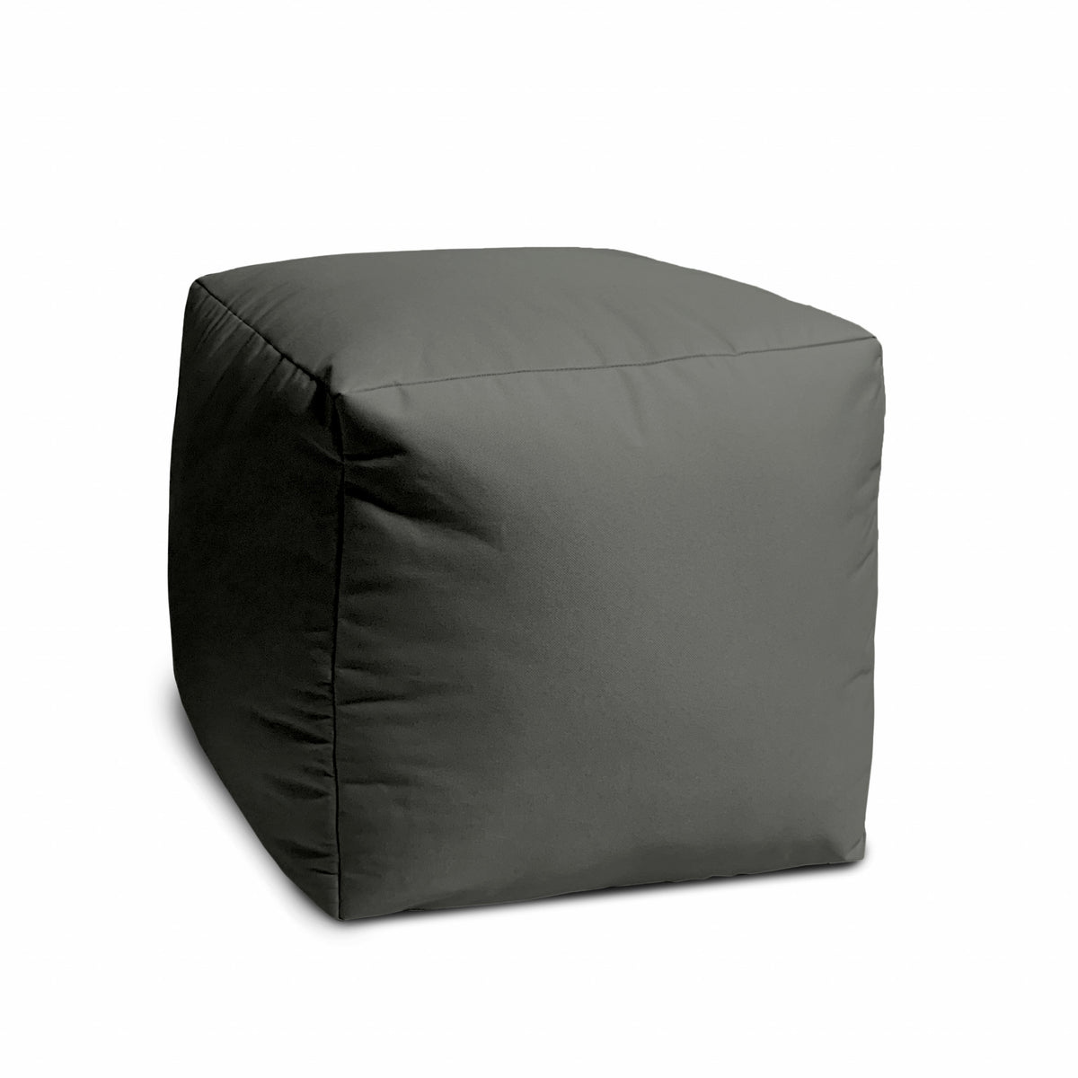 17" Cool Dark Gray Solid Color Indoor Outdoor Pouf Ottoman