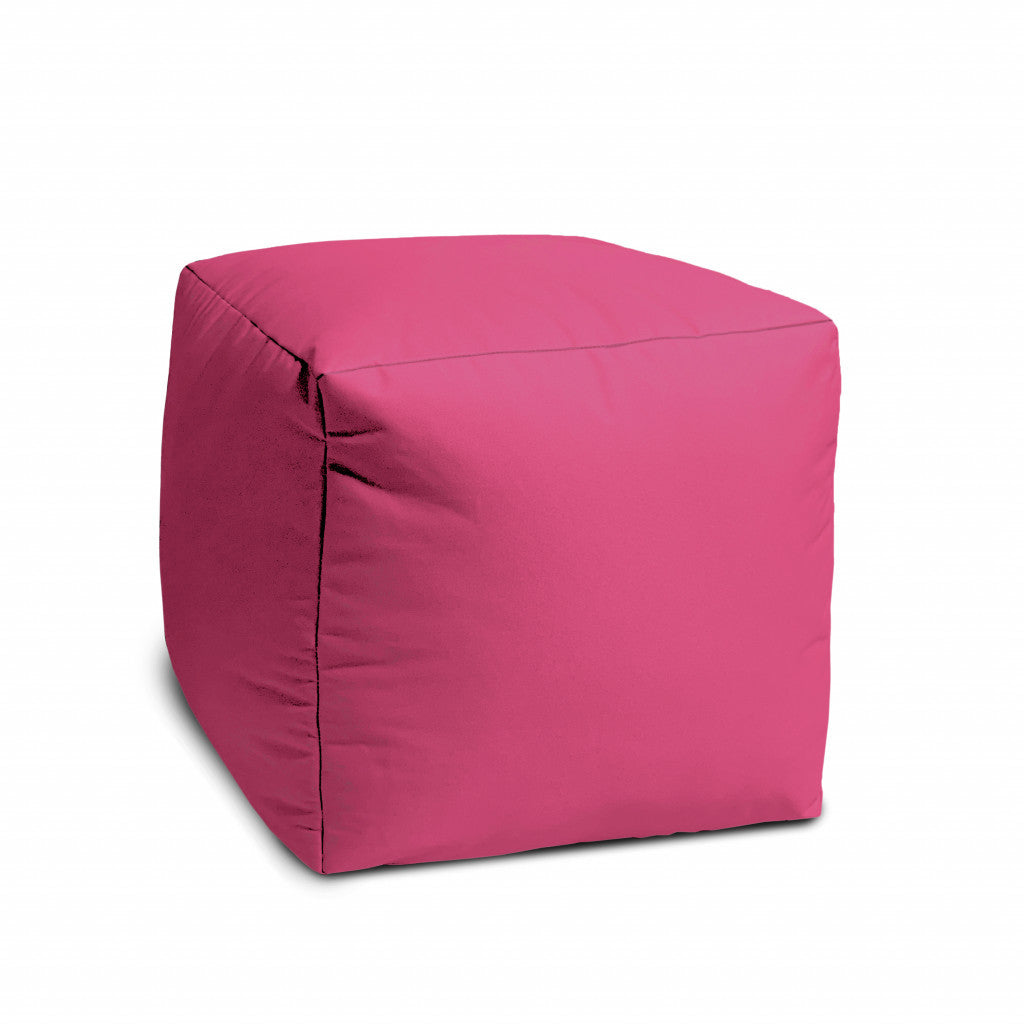 17" Cool Bright Hot Pink Solid Color Indoor Outdoor Pouf Cover