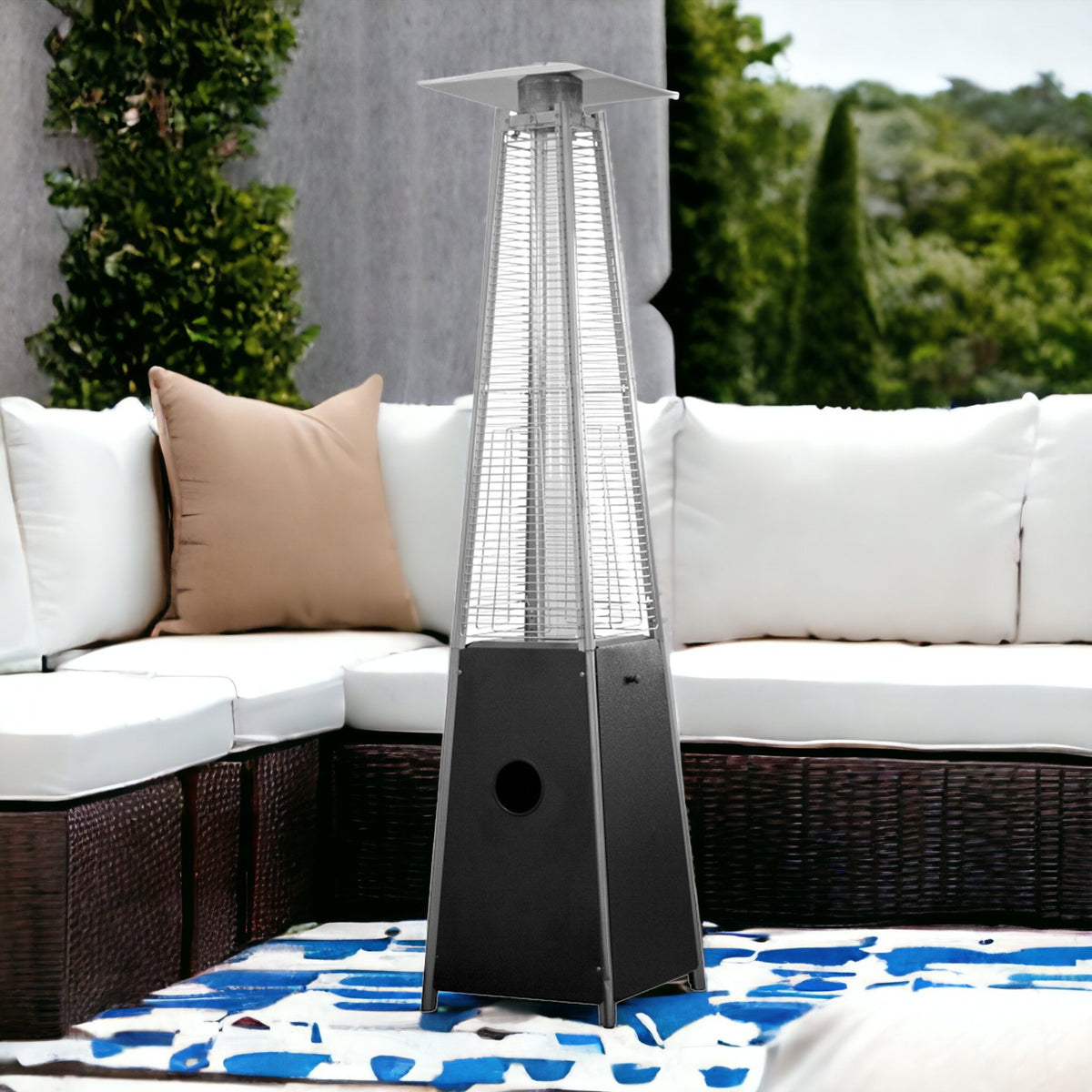 41000 BTU Black Steel Propane Triangular Pyramid Standing Patio Heater