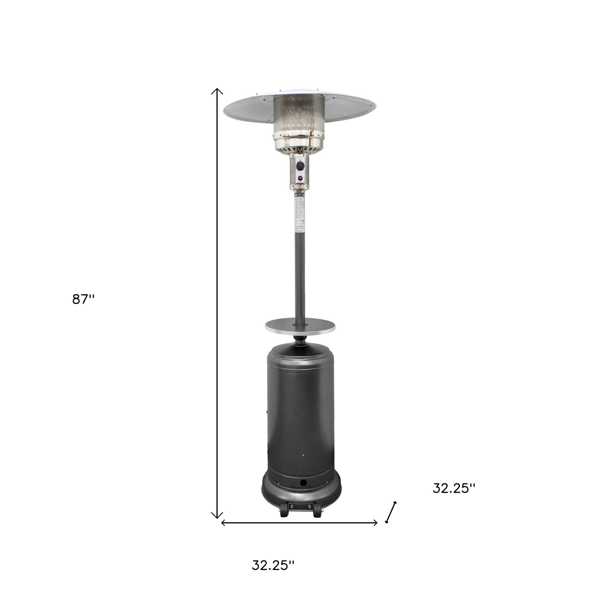 48000 BTU Silver Steel Propane Cylindrical Pole Standing Patio Heater