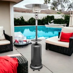 48000 BTU Silver Steel Propane Cylindrical Pole Standing Patio Heater