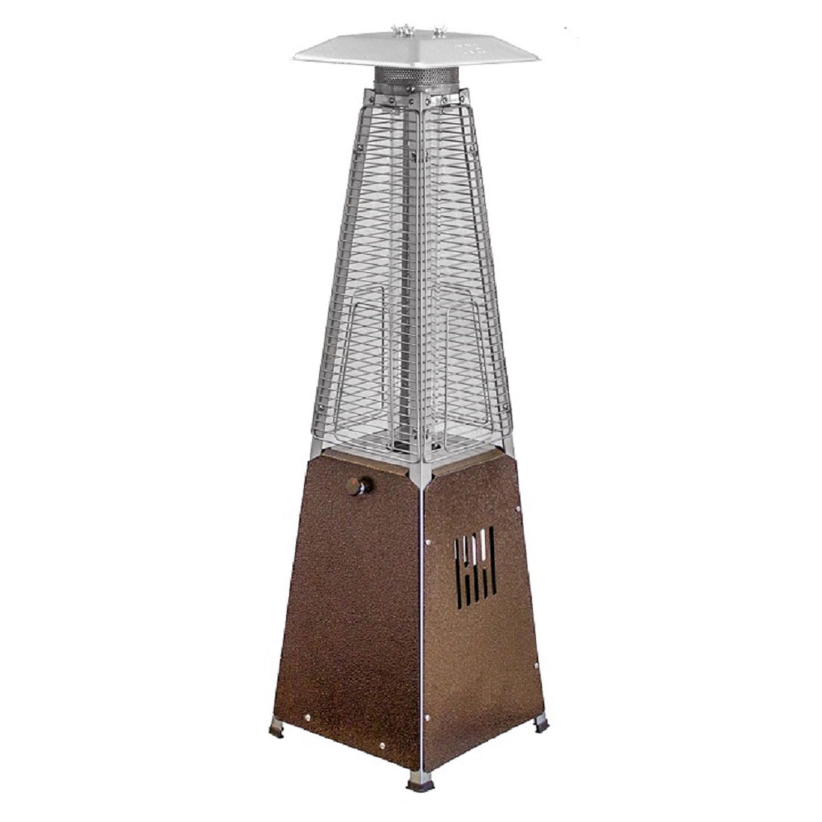 9500 BTU Bronze Steel Propane Triangular Pyramid Tabletop Patio Heater